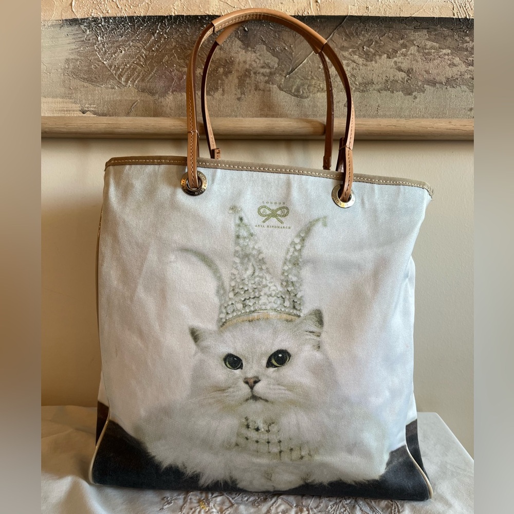 Anya Hindmarch London Tiara Cat Print Small Tote Bag
